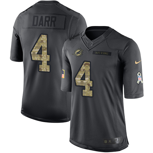Men's Limited Matt Darr Nike Jersey Black - #4 2016 Salute to Service NFL Miami Dolphins